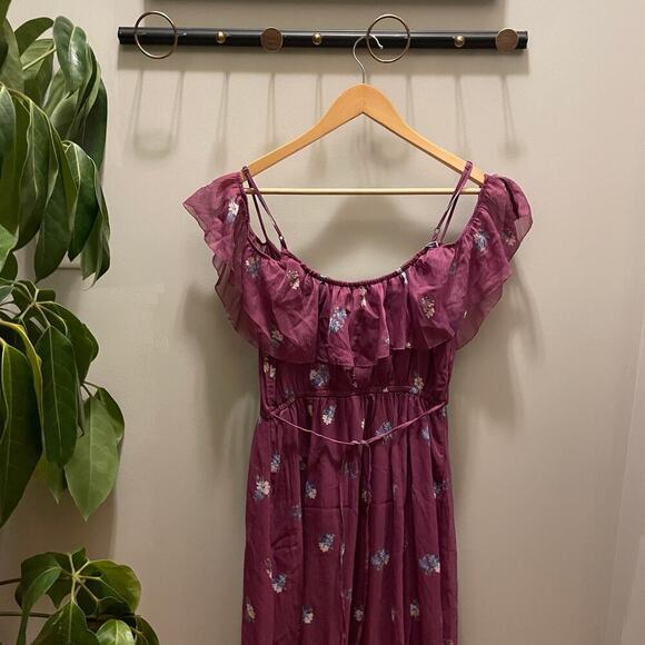 Abercrombie & Fitch S Floral Maxi Dress | High-Low Hem, Off-Shoulder, NWT - Picture 7 of 11